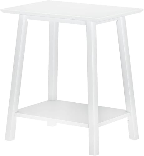 Miniatura 10 de Plank+Beam Mesa auxiliar de madera con estante de almacenamiento, mesas auxiliares modernas de mediados de siglo para sala de estar, mesita de noche