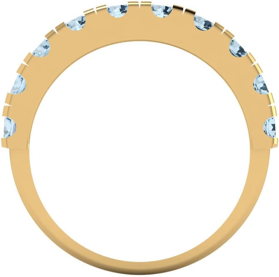 Clara Pucci 14K Yellow Gold Stacking Vintage Blue Moissanite Eternity Wedding Band (1 cttw)