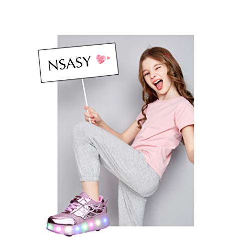 Nsasy Kids Roller Shoes Boy Girl Sneakers with Wheels Become Sport Sneaker with Led for Christmas Birthday Children Show Gift4