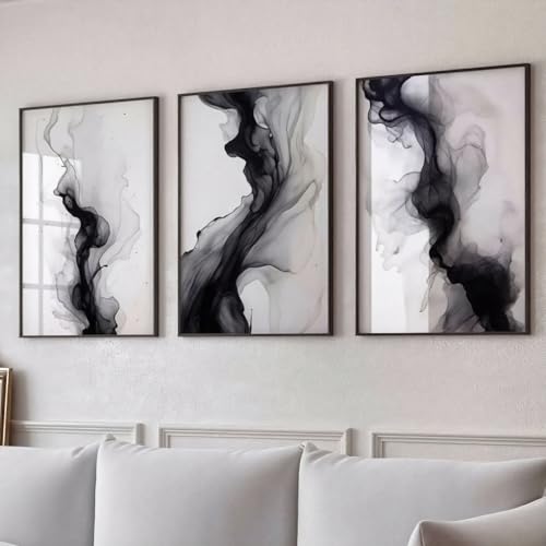 Impression sur toile minimaliste triptyque noir et blanc chic