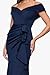 Xscape Women's Long Off Shoulder Sweetheart Neck Side Ruffle Gown, Midnight, 12