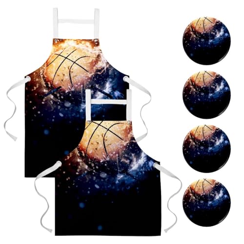 Lot de 2 tabliers de cuisine avec 4 broches à motif baseball