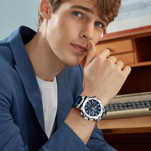 Image of LIGE Quartz Watch for Men Waterproof Big Dial Analog Digital Sport Multifunction LED Backlight Fashion Wristwatches Stopwatch Calendar Men