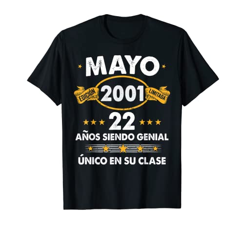 Hombre 22 Años Cumpleaños Regalo Hombre Mayo 2001 Mayo 22 Años Camiseta
