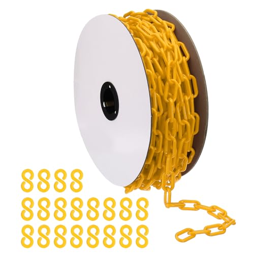 Chaîne en plastique jaune PATIKIL de 6 mm et 25 m pour sécurité et balisage