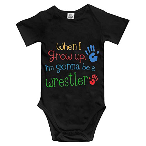 When I Grow UP I'm Gonna Be A Wrestler Newborn Baby Print Rompers Unisex One-Piece Cotton Bodysuits Black