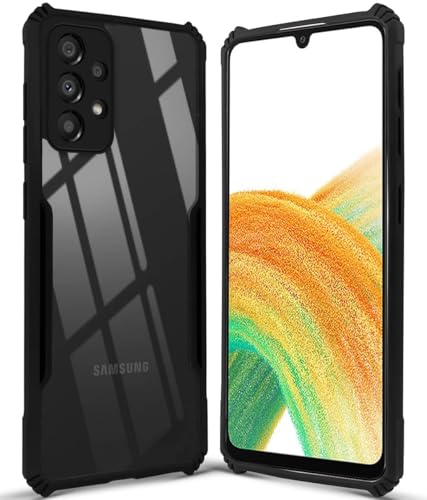 Image of Jkobi Back Case Cover for Samsung Galaxy A33 5G (Polycarbonate Clear Panel with Shockproof | Professional Black)