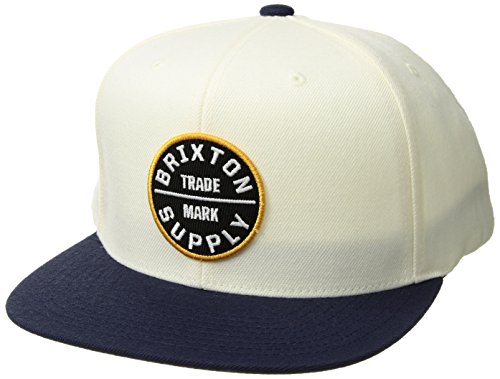 Brixton Men's Oath III Medium Profile Adjustable Snapback HAT, Off White/Navy/Gold, O/S