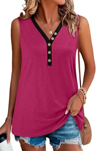 KISSMODA Womens Boho Tops for Summer Sleeveless Tanks Loose Fit Casual Blouse Daily Shirts for Leggings (S-3XL)