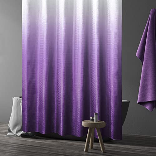 Rideau de douche lavable en machine tissu imperméable violet - 3