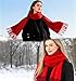 Bawnhaw Red Large Scarf Pashmina Shawl for Women, Fall Winter Soft Cashmere-Feel Fringe Wrap Fashion Accessories for Wedding Bridal Evening Dresses