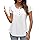 Tuopuda T-Shirt Col en V à Manches Courtes Tee Shirt Femme Été avec Bouton Classique Haut Décontracté Basique Top Coton Blouse Tunique Coupe Ample Élégant Confortable, Blanc, L