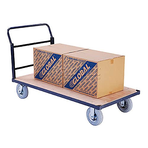 Global Industrial Steel Bound Platform Truck w/Wood Deck, 60 x 30, 8" Pneumatic Casters, 1200 Lb. Capacity
