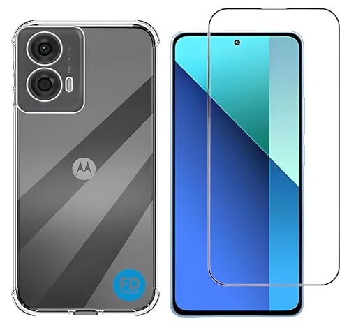 Kit Capa Capinha Anti-Impacto Premium Transparente + Película de Vidro 3D para Motorola Moto G24.