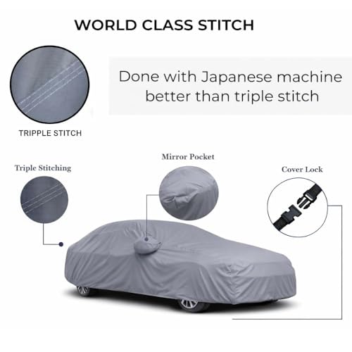Image of Car Body Cover Compatible with Volkswagen Taigun | Water, Dust & UV Protection | Mirror Pockets | Elastic Grip | Triple Stitch Taigun Car Cover (Blue)