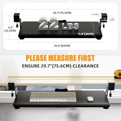 Image of ERGOMAKER Keyboard Tray Under Desk 65x30cm Slide-Out for Typing, Black