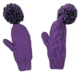 BIBITIME Funny Fingertip Pom Ball Gloves Women Lady Handmade Knit Warm Mittens