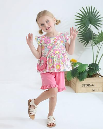Image of Weebaby Toddler Girl Clothes Baby Summer Outfits Sleeveless Halter Top Ruffle Short Set Cute Kids Clothes Girls