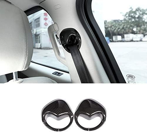 YIWANG Carbon Fiber Style ABS Interior Front Safety Belt Cover Trim 2pcs for Land Rover Discovery 5 LR5 L462 2017 2018 2019 Auto Accessories