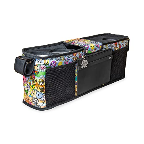 WONDERFOLD Tokidoki Parent Console Stroller Organizer with 4 Insulated Cup Holders,Velcro Handle Attachment, 2 Storage Pockets, and Removable Shoulder Strap for Easy Transportation, Animalini