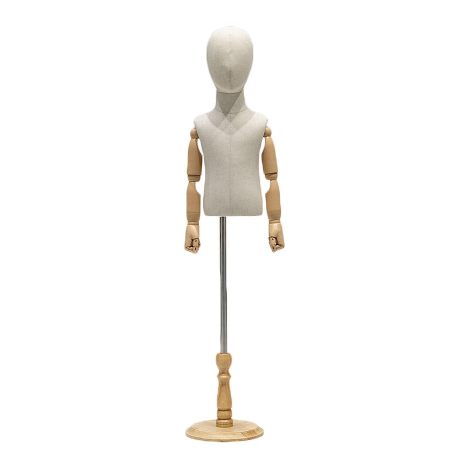 Manekin dla malucha, forma sukienki dziecięcej manekin tułowia, regulowana wysokość 93 cm - 140 cm tułów do szycia ciała malucha z drewnianą podstawą, do sklepu okiennego stojak na ubrania (B, 120 #)