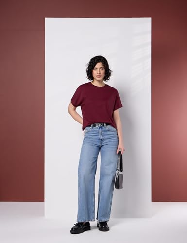 Image of Symbol Premium Women's Oversized Cotton Cropped T-Shirt (Stylish | Super Soft | Round Neck | Solid) (Available in Plus Sizes)