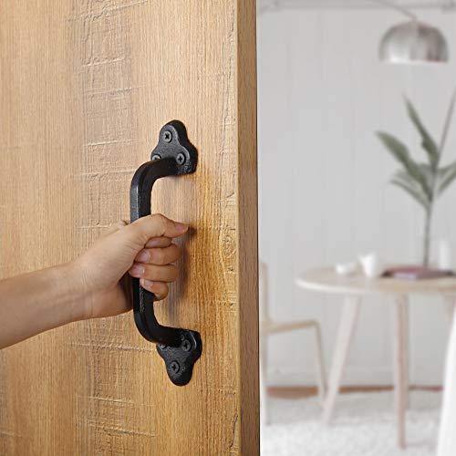 image for WEBI Rustic Gate Handle:9 Inch Cast Iron Sliding Barn Door Handle,Vint