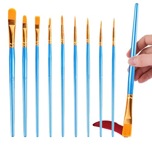 Lot de 10 pinceaux de peinture à l'huile - Outils de peinture aquarelle - Kit de pinceaux acryliques flexibles - Accessoires de peinture d'artiste lisse - En nylon polyvalent - Collection de peinture
