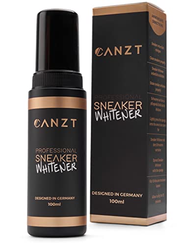 Canzt Sneaker Whitener – Schuhcreme Weiß für Leder & Sneaker – Weiße Schuhe & Sohlen aufhellen – 100ml Farbmittel für Schuhpflege & Lederschuhe