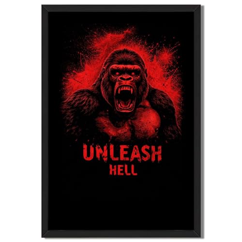 Framed Fierce Gorilla Unleash Power Poster Canvas Print Art Gothic