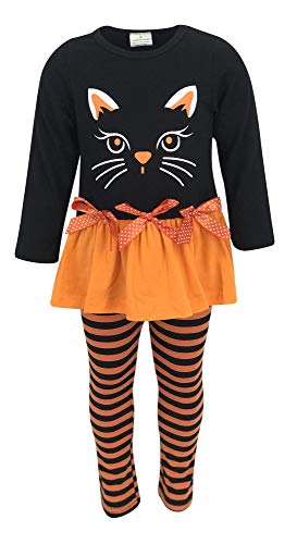 Unique Baby 2 Piece Girls Printed Leggings Outfit with Long Sleeve Skirt Top Kid and Toddler Clothes Set