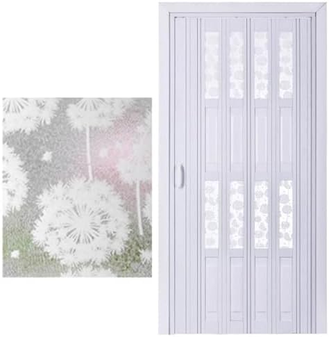 Frosted Acrylic Dandelion PVC Folding Sliding Door, Concertina Design for Bathroom Shower Partition, Temporary Doorway Solution, Space-Saving Interior Door