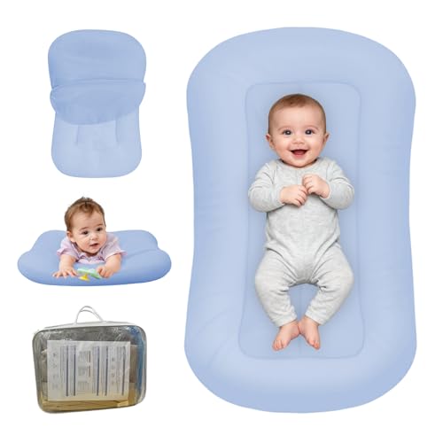 Image of Baby Lounger for Newborn, Bionic Design Baby Lounger, Soft Organic Cotton Breathable Lounger for Infants 0-24 Months (Blue)