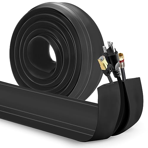 Image of Eapele 4 ft Floor Cord Cover Heavy Duty Cable Protector, Easy to Unroll, Prevent Trip Hazard for Home Office or Outdoor Settings (Black)