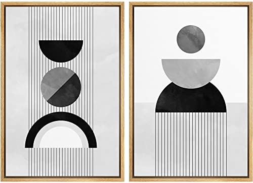 Ashbrook Framed Wall Art Print Set Gray, Black and White