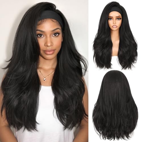 WIGNEE Yaki Curly Headband Wig Synthetic Layered Kinky Straight Half Wig Wear and Go Glueless Headband Wigs For Black Women