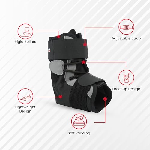 Image of Life Wear Ankle Brace with Lace, Stabilizing Support for Ankle Joint, Adjustable Compression, Rigid Splints, Soft Inner Padding, Ideal for Injury Recovery, Sprains, and Sports Protection, Size (S)