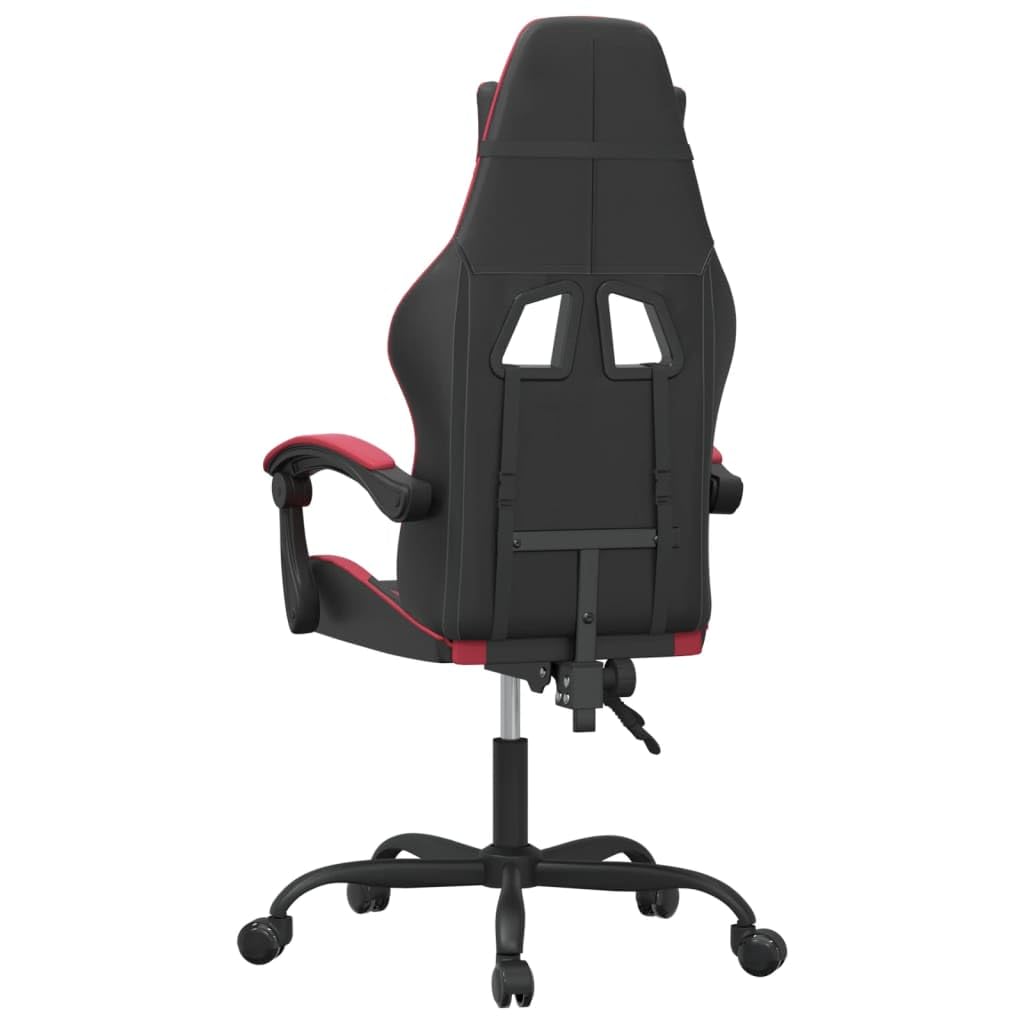 Chaise Fauteuil Gamer Noir et Rouge Bordeaux en Similicuir, siège Gaming Ergonomique pivotant et inclinable, Dossier réglable, roulettes, accoudoir, pour Bureau, Streaming
