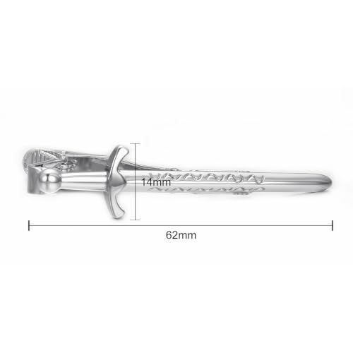 Image of Sword Tie Clip Pins for Men Unique Novelty Silver Gold Tie Bar