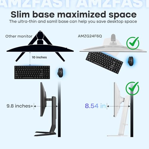 Image of Amzfast 24 Inch Gaming Monitor 180Hz QHD 2k 2560 x1440p Monitor, 1ms G-SYNC Compatible,Built-in Speakers,96% DCI-P3,HDR10, Height Adjustable, IPS Monitor with HDMI 2.0 x 2 & DP 1.4 x 2, AMZG24F6Q