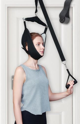 Cervical Neck Traction Device Over the Door - Hanging Neck Stretcher for Cervical Spine Decompression and Pain Relief - Home Use Neck Sling to Relieve Tension & Stiffness