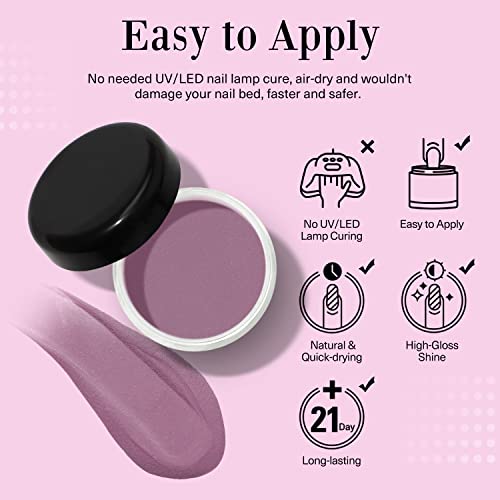 Dip Powder Nail Kit Starter, AZUREBEAUTY Eggplant Purple Glitter 8 Colors Dipping Powder System Essential Set with Top/Base Coat Activator Brush Saver for French Nail Art Manicure Beginner DIY Salon