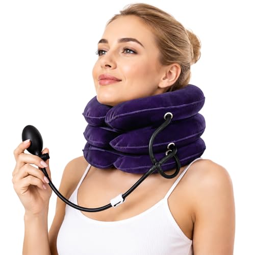 Image of Neck Stretcher with Neck Brace,Cervical Traction Neck Device,Neck Relief Tool,Adjustable Inflatable Cervical Brace,Home Use Neck Decompression Washable Colorfast