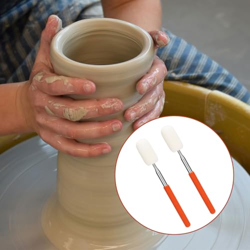 Image of 2pcs Telescoping Sponge Stick for Pottery, Retractable Ceramic Mud Tools Clay Sponge on a Stick with Handle for Cleanup Excess Water from Tall or Narrow Pottery(Middle,Extend up to 27.95in)