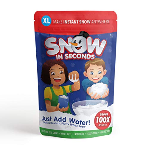 Snow in Seconds Instant Snow Fake Artificial Snow XL Bag - Great for Making Cloud Slime (Makes 10 gallons of Fake Snow)