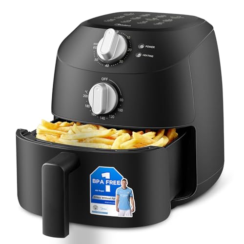Midea Compact 2L Air Fryer – 12 Preset Menus, Adjustable Timer, 80-200°C Temperature Control, 1150W, Dishwasher-Safe Non-Stick Basket, BPA-Free, Space-Saving Design – Ideal for Small Kitchen