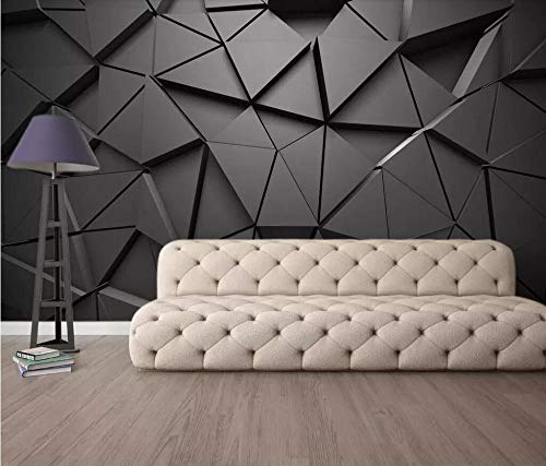 Papier peint personnalisé mural 3D géométrique abstrait gris triangle - 2