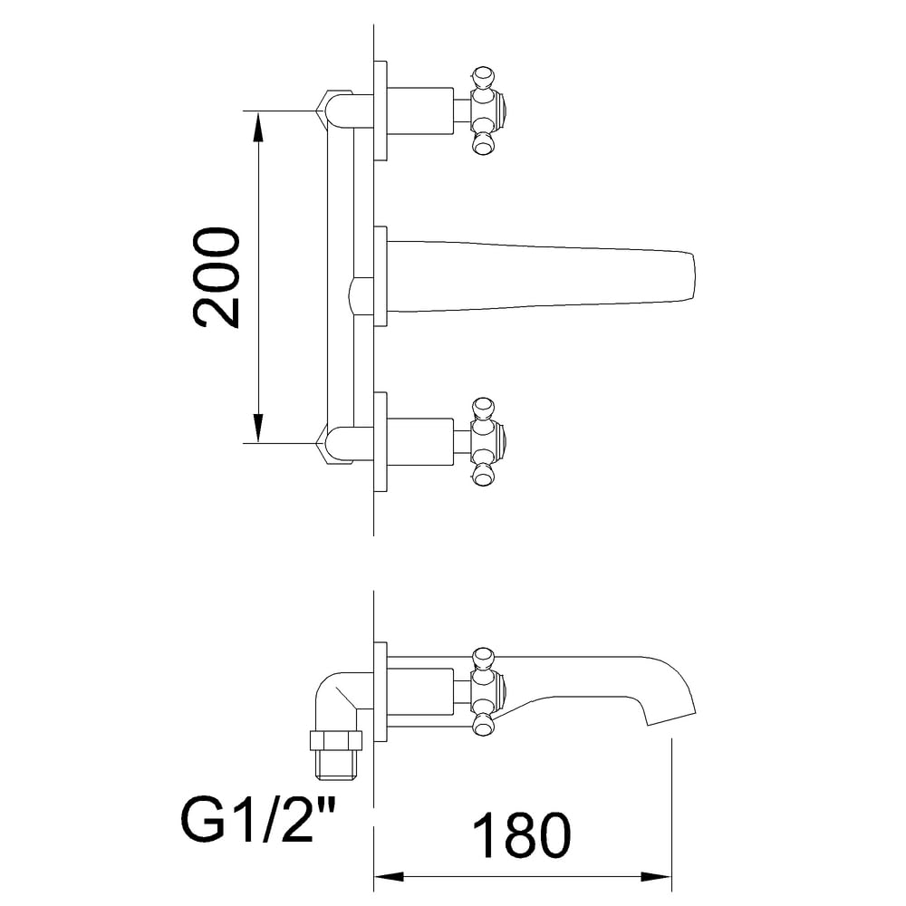 Clever 98429 Grifo de Lavabo Bimando para Empotrar With2 Antigona, Elegance, Cromado