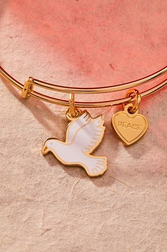 Alex and Ani Symbols and Tokens Expandable Bangle for Women, Dove Charm, Shiny Gold Finish, 2 to 3.5 in4