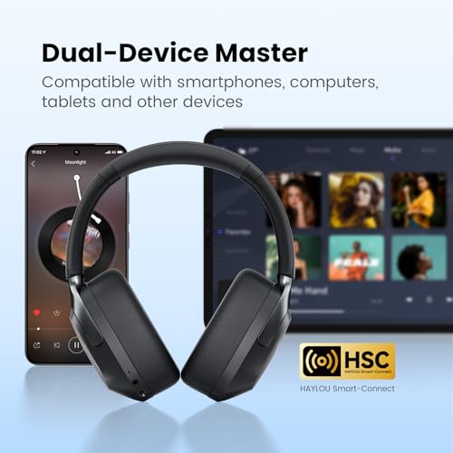 Image of HAYLOU S40 Noise Cancelling Headphones Over Ear, 50dB Hybrid ANC with Multiple Modes, LDAC Hi-Res Wireless Audio, 90H Playtime, Custom EQ via App, Bluetooth 6.0 Multipoint Connect, 5 HD Mics Call